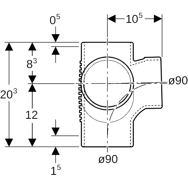 Geberit Silent-db20 Eckabzweig 88,5Gr d90/90