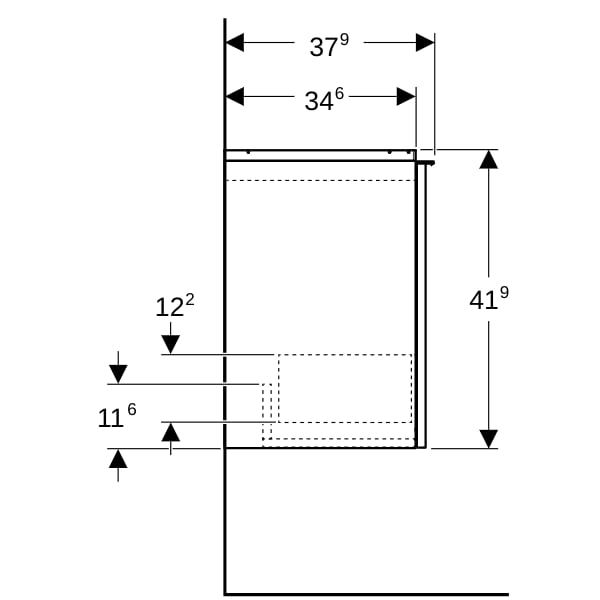 Geberit Acanto US für HWB B:45cm, 1 Schubl. lava matt/Glas lava