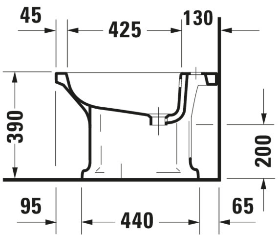 DU Stand-Bidet 1930 600 mm mit ÜL, mit HLB, 1 HL, weiß