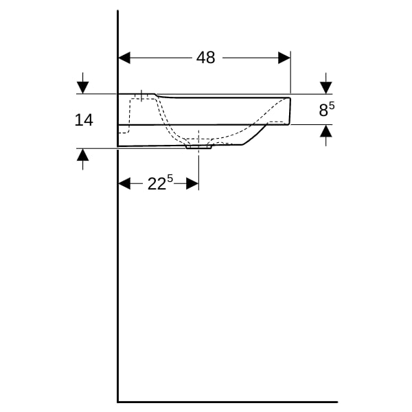 Geberit Xeno2 Waschtisch m. Ablg. re, 90x48cm m. Hl., o. Ül., weiß, KeraTect