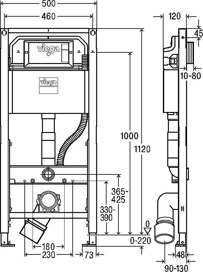 Viega WC Element Prevista Dry 8521 mit Dusch WC Anschluss 1120 mm höhenverst. Viega WC Element Prevista Dry 8521 mit Dusch WC Anschluss 1120 mm höhenverst.