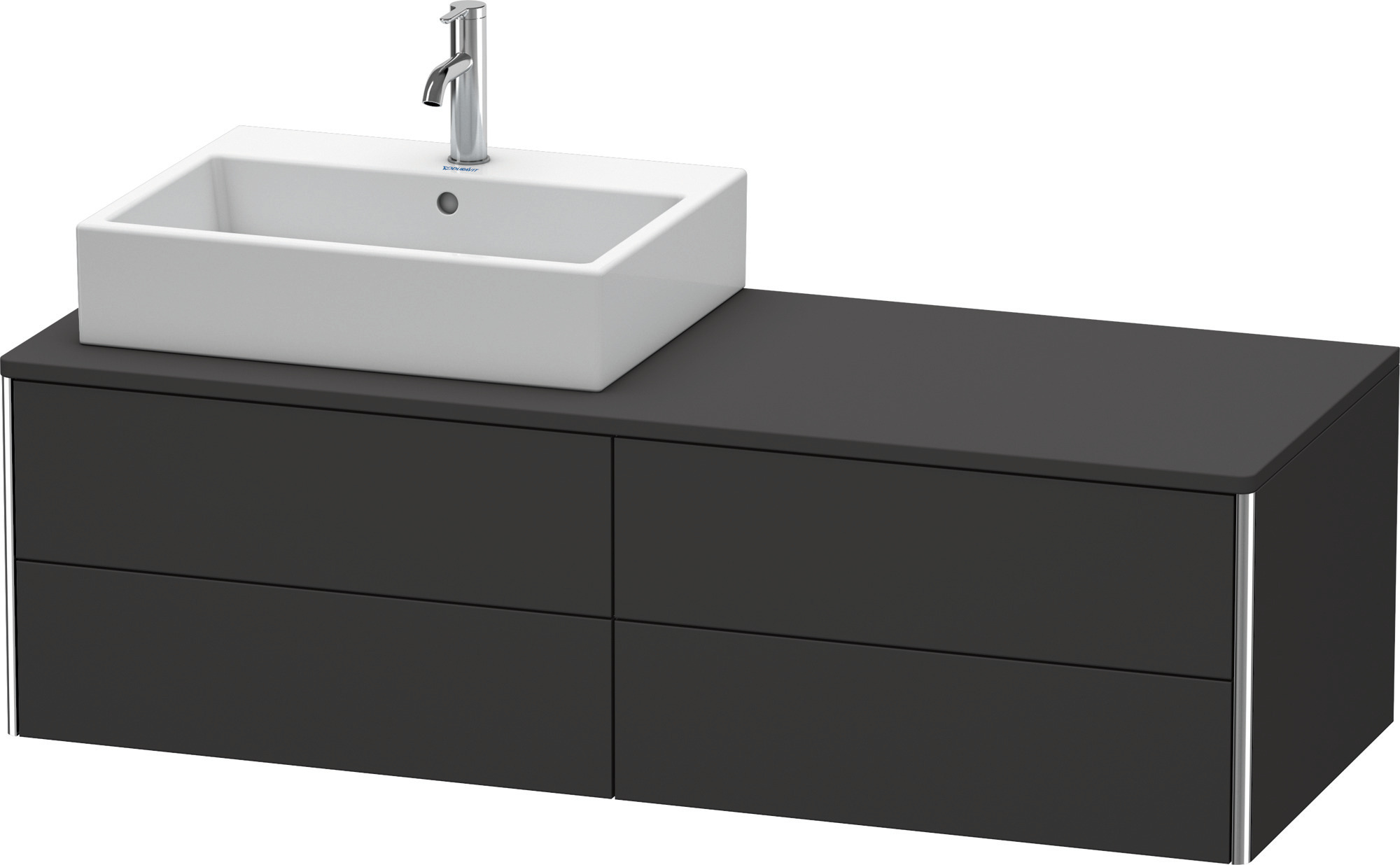 Duravit WTU XSquare, 4 SK, wandh, Becken li 400x1400x548mm, Graphit Supermatt,