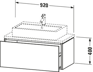 Duravit WTU f.Console Comp.L-Cube 400x920x477 1 Auszug, Betongrau Matt