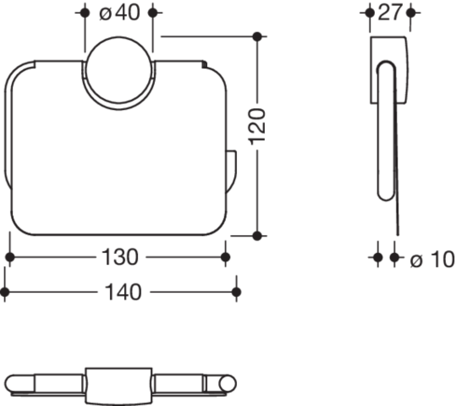 HEWI WC-Papierhalter m. Deckel System 815, Chrom, Klebebefestigung