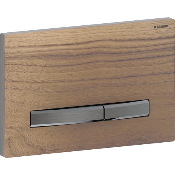 Geberit Sigma50 BetPl., eckig, 2-Mengen-Sp. schwarzchrom gebürstet, Etc/Nussbaum