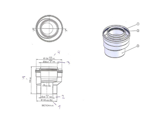 Brötje Adapter Erweiterung AL/PPS ADT60/100-80/125 konzentrisch weiß
