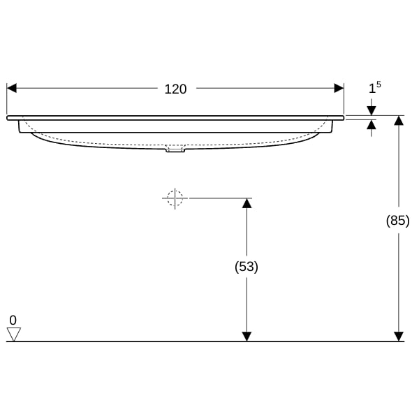 Geberit iCon Möbelwaschtisch 120x48cm ohne Hahnlöcher, o. Ül., weiß, KeraTect