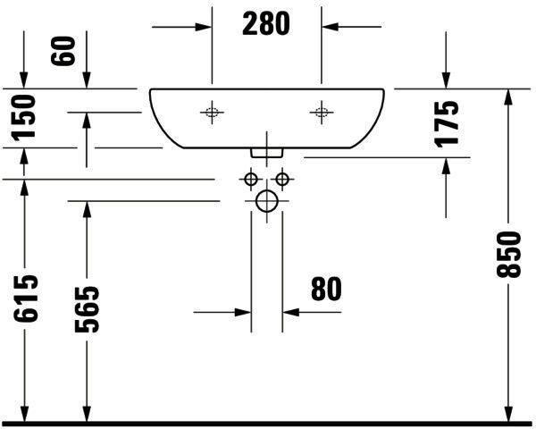 DU Waschtisch D-Code Med 600 mm ohne ÜL, mit HLB, 1 HL, weiß