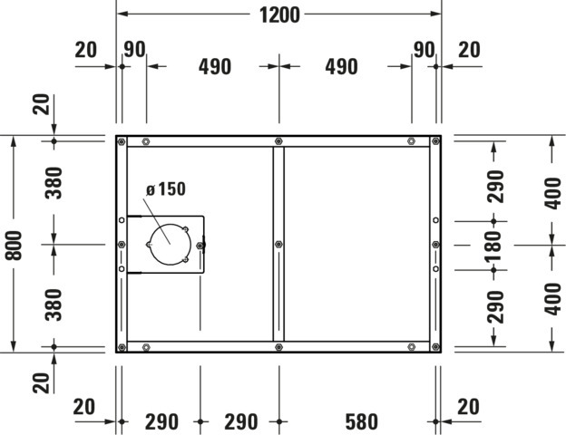 DU Fußgestell für Duschwanne Tempano 1200x800mm