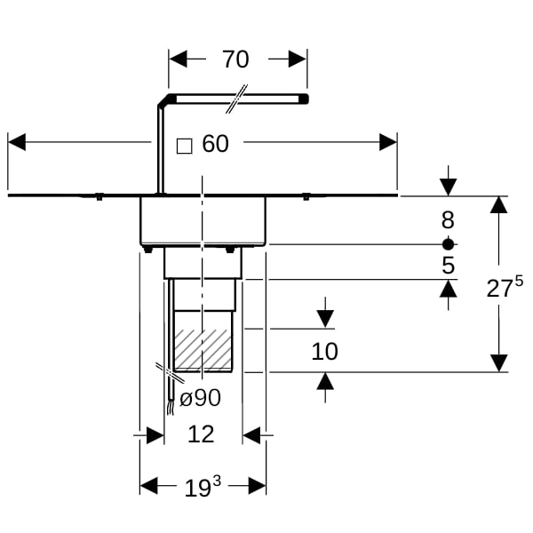 Geberit Pluvia Dachdurchführung m.Brandschutz d90, mit Heizband 230V/11,2W