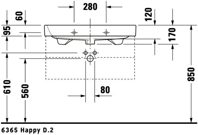 DU Möbelwaschtisch Happy D.2 800 mm mit ÜL, mit HLB, 1 HL, weiß