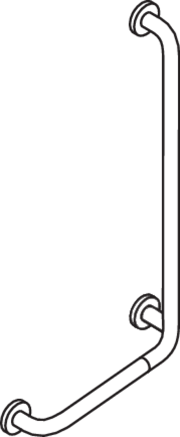 HEWI Winkelgriff Ser 805, Edelstahl, d:33mm, AM:750mm W:500mm links