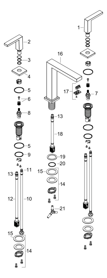 Hansgrohe 3-Loch WTA 150 Tecturis E mit Push-Open Ablaufgarnitur chrom