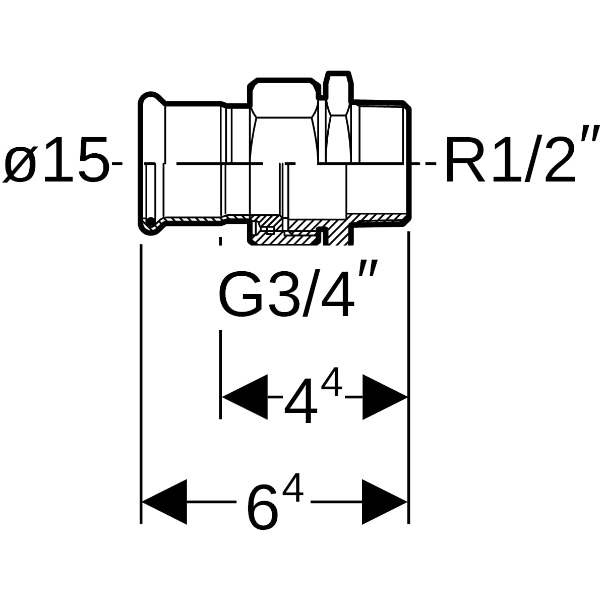 Geberit Mapress Edelstahl Übergangsverschr. mit AG d15-R1/2
