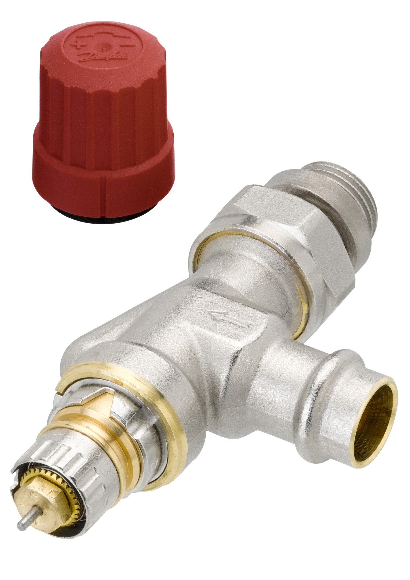 Danfoss Ventilgehäuse RA-N 15 Pressfit R 1/2, UK, matt vernickelt