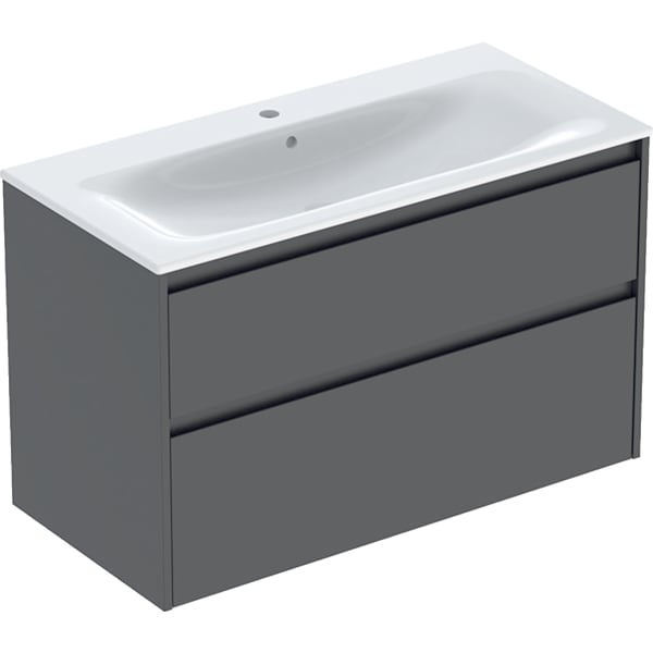 Geberit Renova Plan Set MWT mit US, 2 Schubl. 100x62,1x48cm, lava/l. seidenmatt