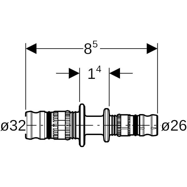 Geberit Mepla Reduktion PVDF d32-26