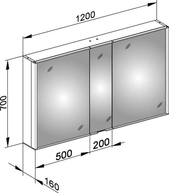 KEUCO Spiegelschrank Royal Match 12804, silber-eloxiert, 1200 x 700 x 160 mm
