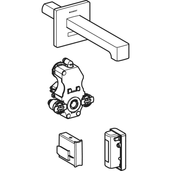 Geberit Brenta WT-Arm.,Wandmontage, Generator für UP-Funkt.Box, m.Misch.,L:22cm, chrg