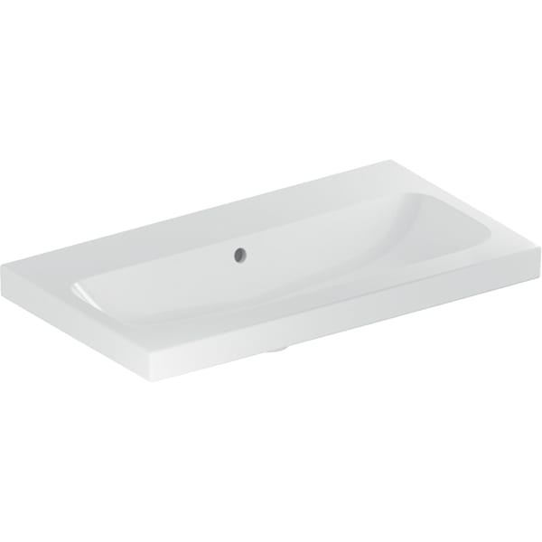 Geberit iCon Light WT 75x42cm, verk. Ausld. ohne Hahnloch, mit Überlauf, weiß