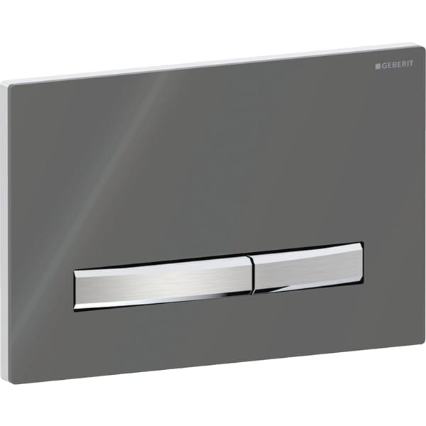 Geberit Sigma50 BetPl., eckig, 2-Mengen-Sp. chrom glänzend/Rauchglas/chr gebü., Etc