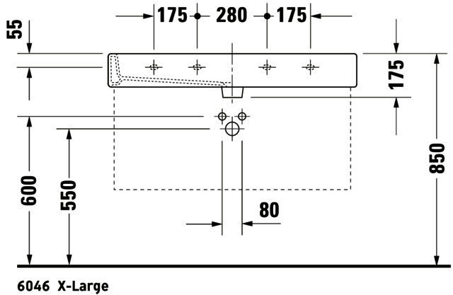 DU Waschtisch Vero 1000 mm m.ÜL, m.HLB, 1 HL mitte, weiß
