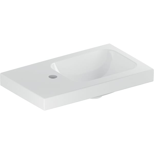 Geberit iCon Light Handwaschbecken 53x31cm Ablg./Hl. li, o. Ül., weiß