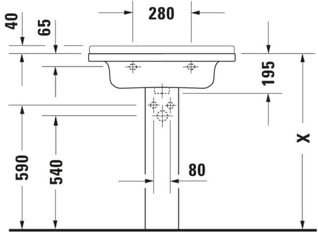 DU Möbelwaschtisch Starck 3 700 mm mit ÜL, mit HLB, 1 HL, weiß