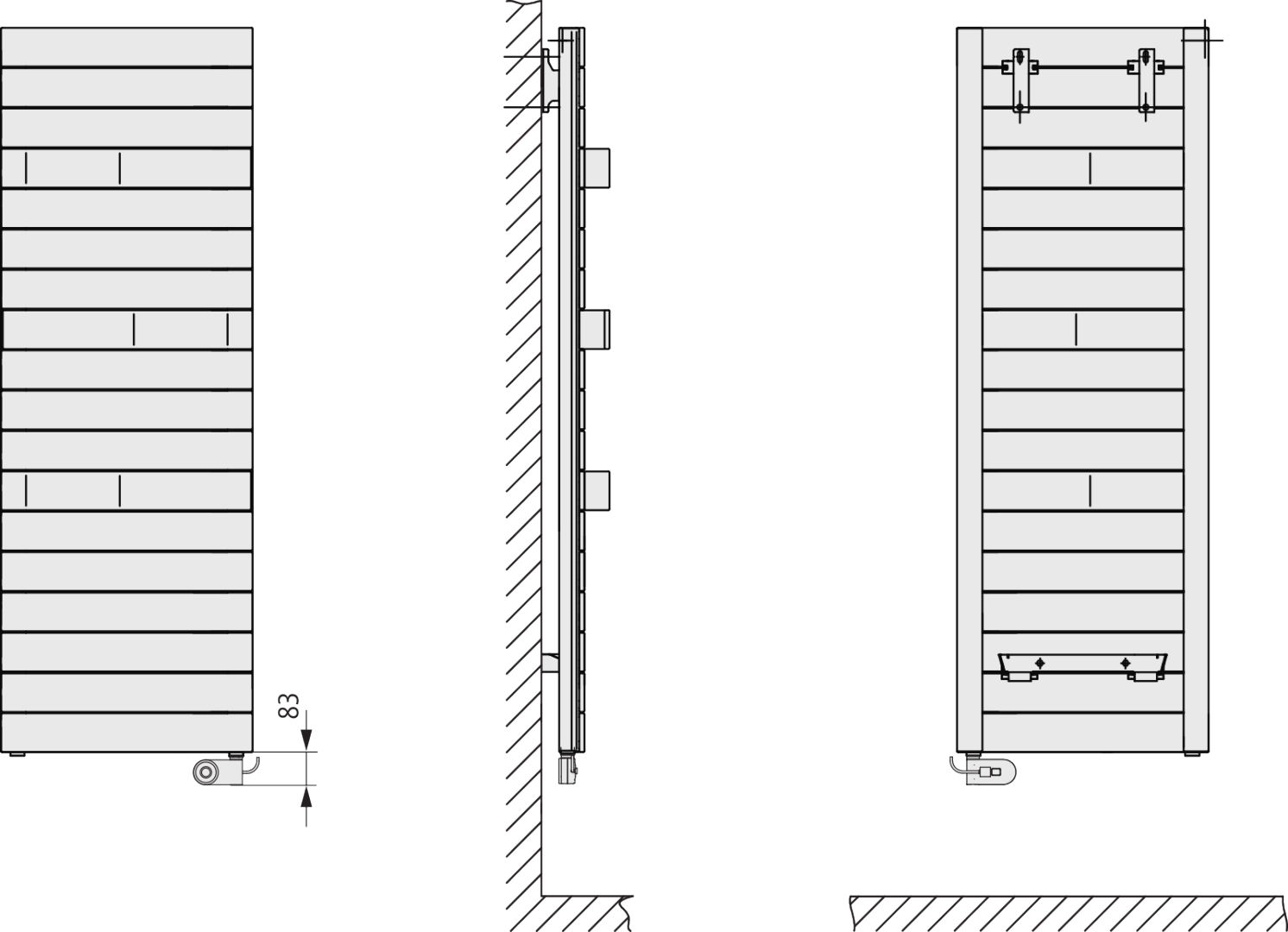 Kermi Tabeo -E BH1437x101x500mm P=800W,RAL9005 MT,WWS swz,links