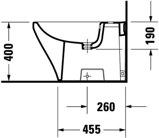 DU Stand-Bidet DuraStyle 630 mm mit ÜL, mit HLB, 1 HL, weiß