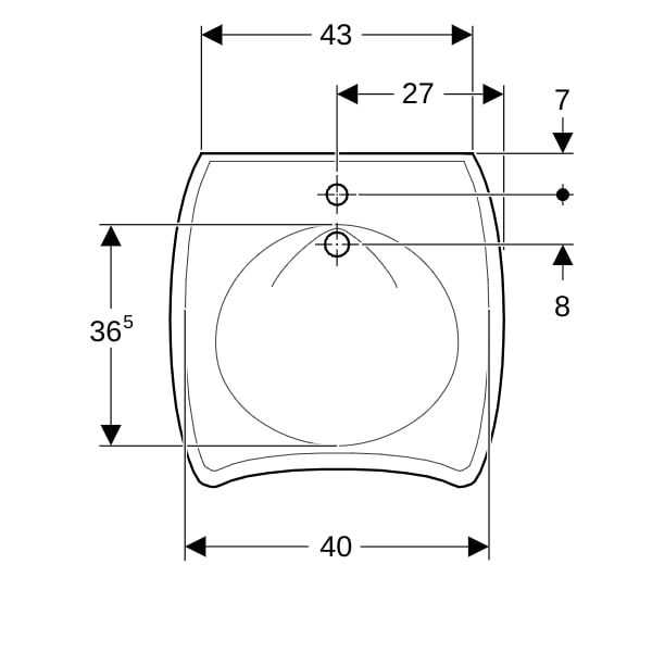 Geberit Vitalis WT, barrierefrei, 55x55cm m. Hl., o. Ül., weiß