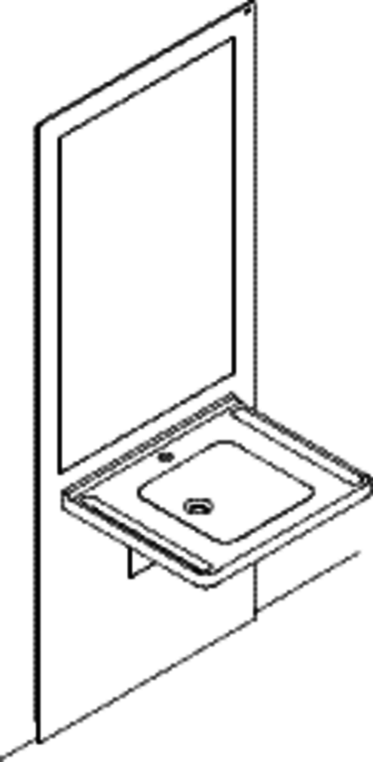HEWI Waschtisch-Modul S50, WT 950.11.161, Spiegel, weiß