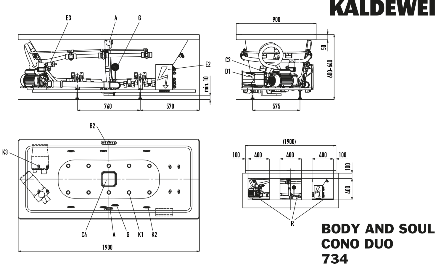 KA BW CONODUO Mod.734 BODY & SOUL,1900x 900mm,alpinweiß,rechts,IE,alpwe
