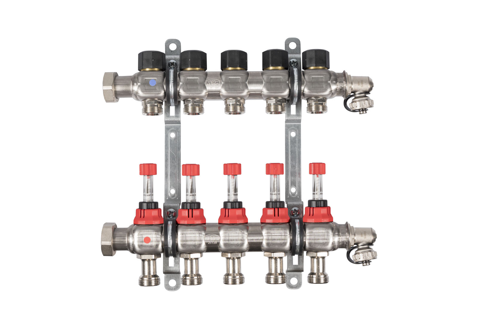 Kermi x-net Verteiler 1' D-09 für 9 Kreise, Baulänge 520 mm
