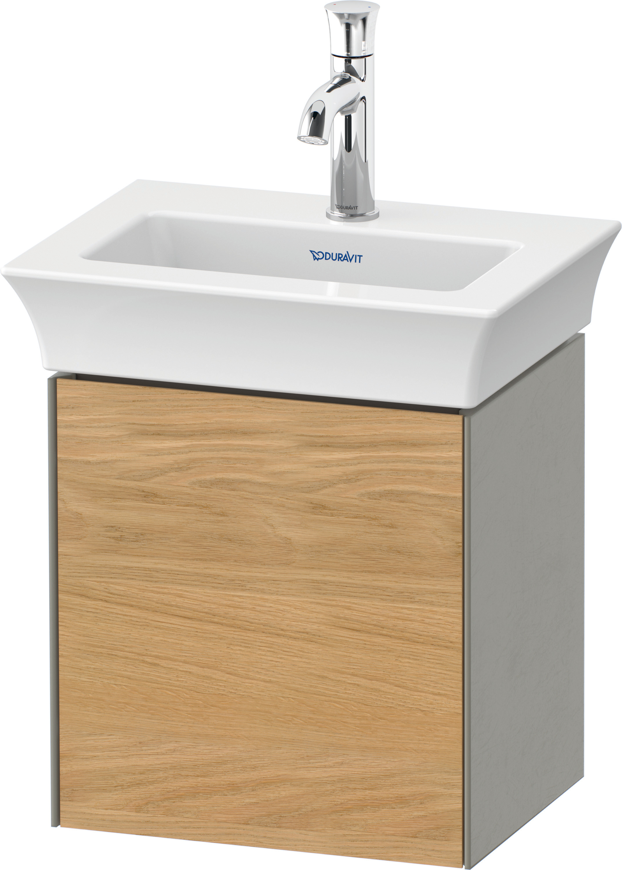 Duravit WTU White Tulip wandh.,1 Tür, TA li. 410x384x298mm,Eiche N.M./St.gr.Sdm