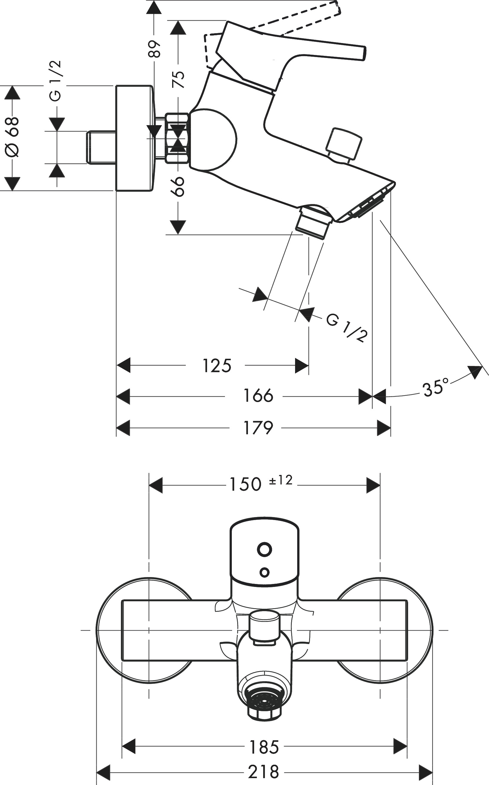 Hansgrohe Wannenmischer Aufputz Talis S chrom 