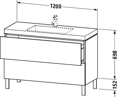 Duravit WTU L-Cube m. Vero Air 698x1200x480mm 1 HL, 2 Auszüge, Weiß Hochglanz