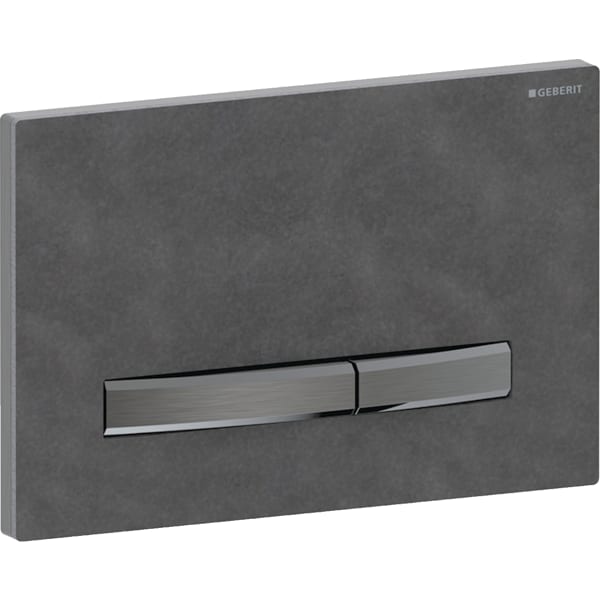 Geberit Sigma50 BetPl., eckig, 2-Mengen-Sp. schwarzchrom gebürstet, Etc/M.-Schiefer