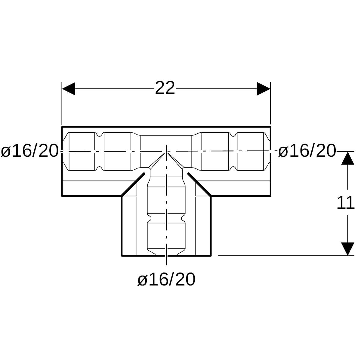 Geberit Abschluss für T-Stück d16-20