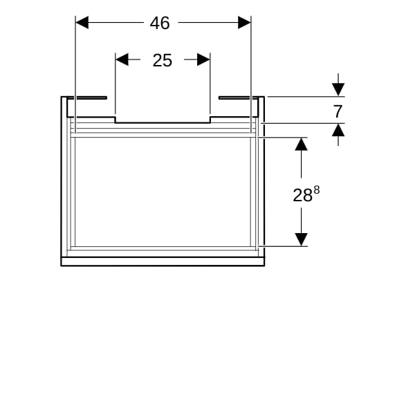 Geberit Renova Plan US f. WT, mit 1 Schublade u. Innenschubl., 53,6x60,6x44,6cm, weiß