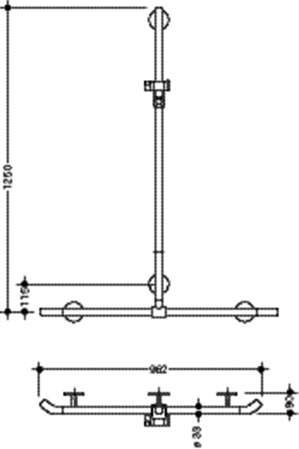 HEWI DUHA m.Br.H.St., AM1:1250, W1:962, Br.H. in 98, Kst., chromoptisch besch.
