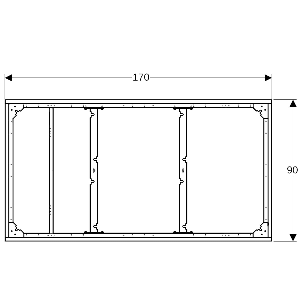 Geberit Duofix Installationsrahmen, 170x90 cm für zehn Füße