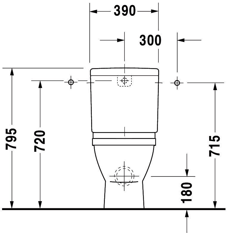 DU Stand-WC Kombi Starck 3 655 mm Tiefspüler,f.SPK,Abg.Vario,weiß,HYG