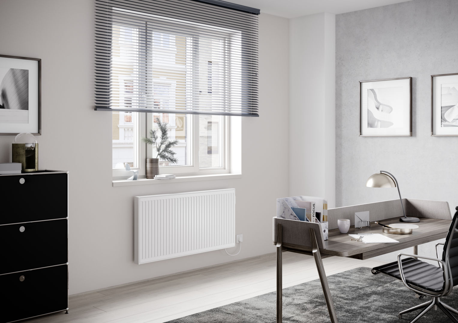 Kermi E-Panel Profil T21 600x73x600 max.P 750, RAL9016, SK2, li, m.Stecker
