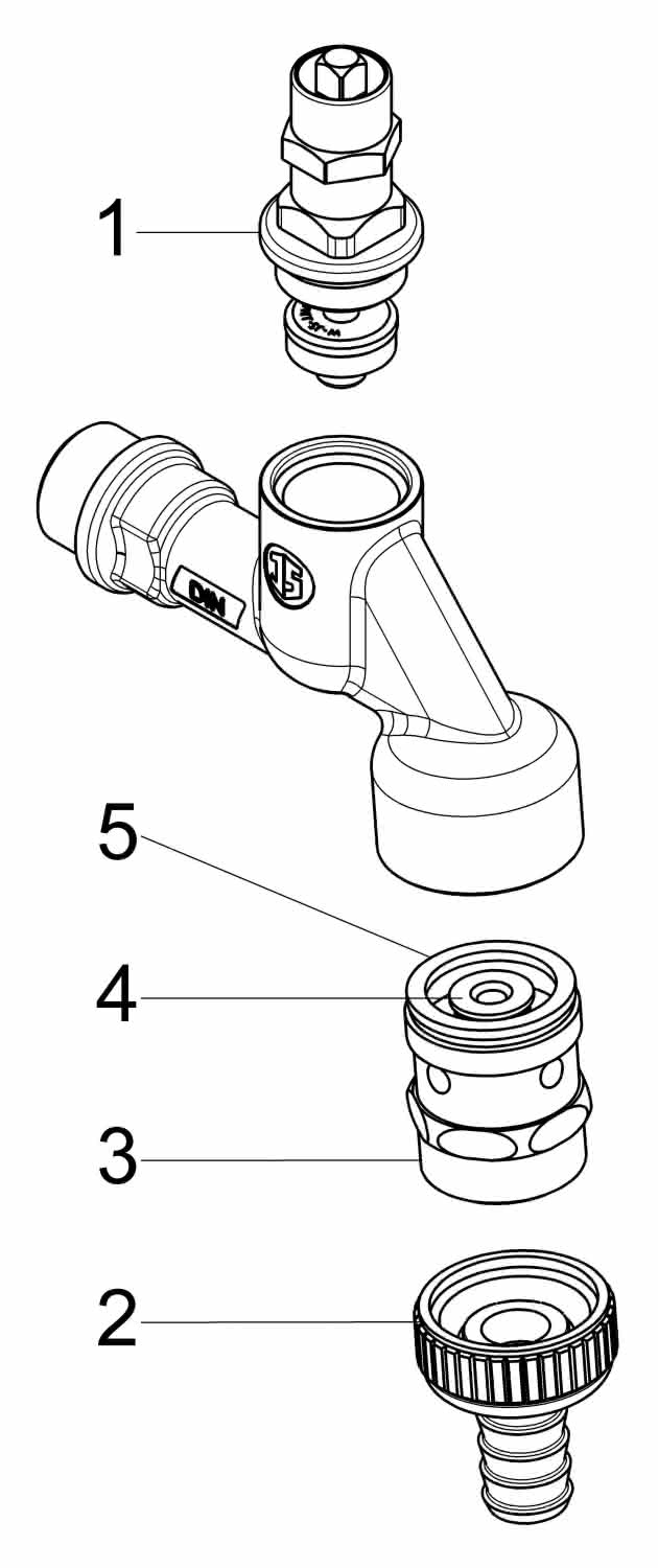 Schlösser Auslaufventil 3/4" m.Bel.+RV Nr.1754 matt-chrom, m.Steckschl.Oberteil