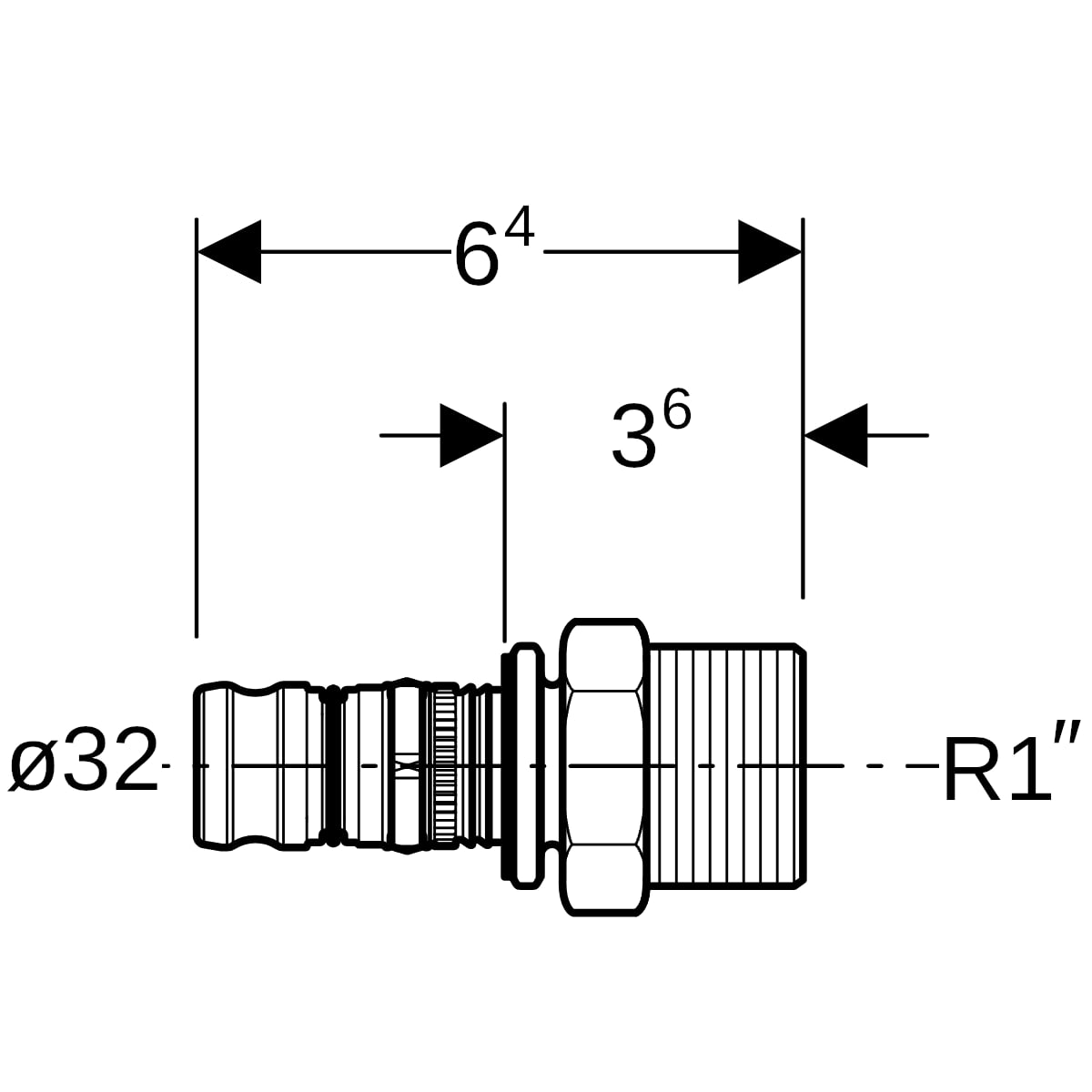 Geberit Mepla Übergang mit AG Rg d32-R1