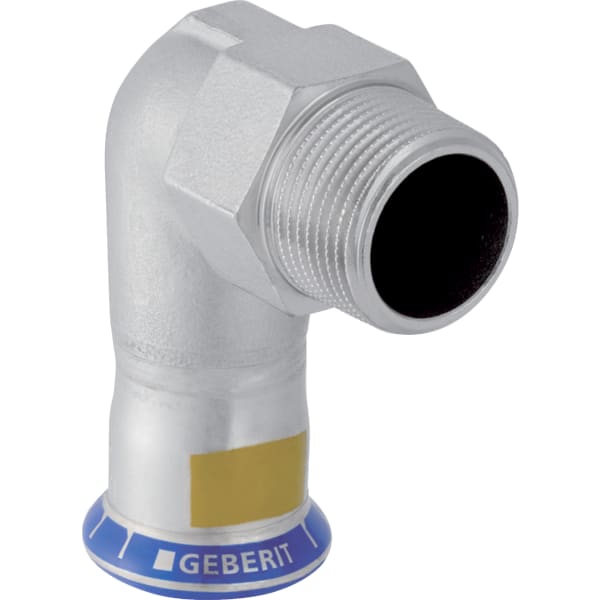 Geberit Mapress Edelstahl Übergangswinkel 90Gr mit AG (Gas) d22-Rp1/2