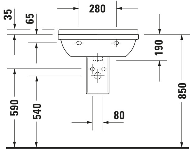 Duravit Waschtisch Starck 3 600 mm mit ÜL, mit HLB, 1 HL, weiß WonderGliss