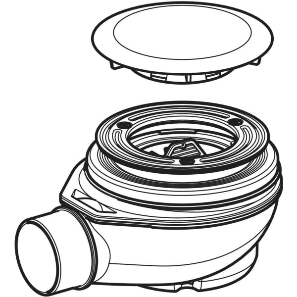 Geberit Duschwannenablauf d90 m. Ablaufdeckel Sperrwasserhöhe 50 mm d50 PP