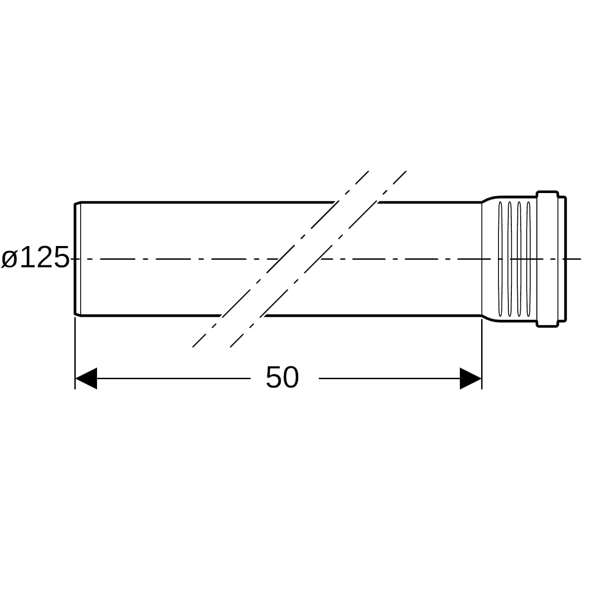 Geberit Silent-Pro Rohr mit Muffe d125mm L50cm